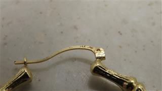 14K Bamboo Hoop Earrings Yellow Gold 5.7g, 5mm Width